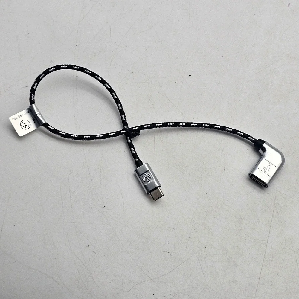 Volkswagen OEM USB-C USB Female Braided Cable Adapter 000.051.446.BH Black OEM